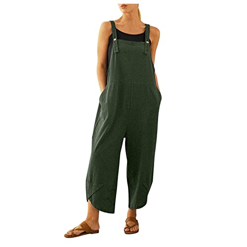 Generisch 2025 - Mujeres Casual Botones Moda Stramper Cinturón Largo Sólido Pijama Jumpup para Mujeres Traje Casual Para Hombre, Verde militar., M