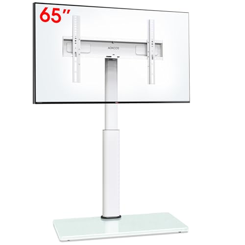 AOKCOS Floor TV Stand for 32-65" TVs, 60 Degree Swivel Floor Standing TV Stand with Tilting, 8 Level Height Adjustable Tall TV Stand for living room MAX VESA 400x400mm