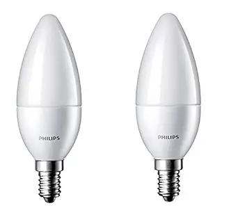 PHILIPS 2.7-Watt 250-lumen Frosted Candle E14 Base (Cool White, Pack of 2) - Decorative, Ambience for Chandeliers, Wall lights, Desk lamps, Floor lamps