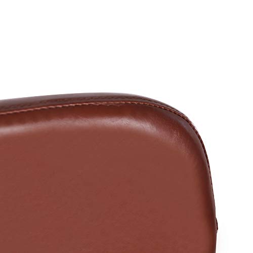Gia Adjustable Swivel Chair With Armrests And Brown Vegan Leather Seat #TOP4