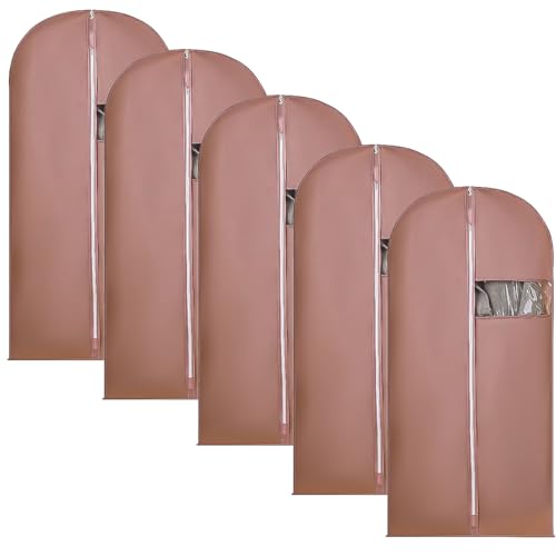 C Garment Bags for Suits Jackets - 5 Pack 24x47in 60x120cm Dustproof Breathable Covers with Clear Window Gray