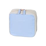 choutrente 化粧ポーチ メイクポーチ 小物入れ ポーチ レディース 立てたまま収納可能 (ブルー×ライトグレー)
