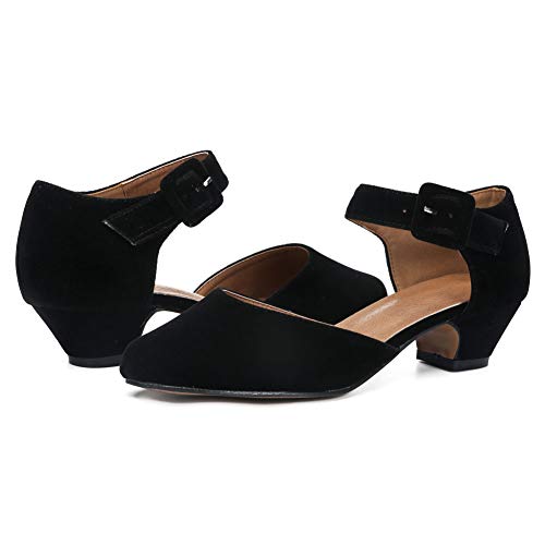 Liuruijia MENS19-172-4-VELVET BLACK-41 Women'S Comfortable Low Block Chunky Heels Dress Shoes Ankle Strap Closed Toe 1.5 Inch Heels D'Orsay Work Pumps Velvet Black 41 Us 8.5 thumb #7
