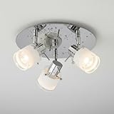 Trango 3-flammig 1006R-SD Badleuchte IP44 in Chrom Rondell *RONNY* inkl. 3x 5 Watt 3-Stufen dimmbar 3000K warmweiß GU10 LED Leuchtmittel Bad Deckenleuchte -Deckenstrahler schwenkbar & drehbar Spots