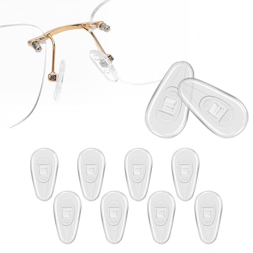 10 unidades de almofadas nasais para óculos antiderrapantes de silicone, óculos e armações de óculos, silicone suave, peças de óculos de pressão na peça de Nariz, almofadas transparentes