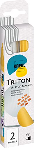 Kreul 17893 - Triton Acrylic Marker edge, set de 2, argent et or, à base d'eau, séchage satiné, crayons acryliques pour la création sur papier, bois, pierre et bien plus encore
