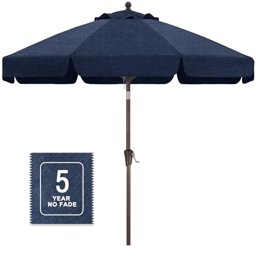 Image of MASTERCANOPY 9ft Olefin Valance Patio Umbrella Light Navy Blue