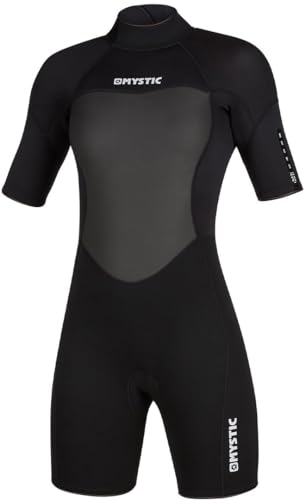 Mystic Watersports - Surf Kitesurf & Windsurfing Womens 3/2mm Back Zip Shorty Wetsuit - Black - Easy Stretch