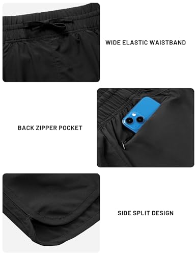 MIER Women's Running Shorts Quick Dry Athletic Workout High Waisted Active Shorts with Liner Zipper Pocket 4 Inch4