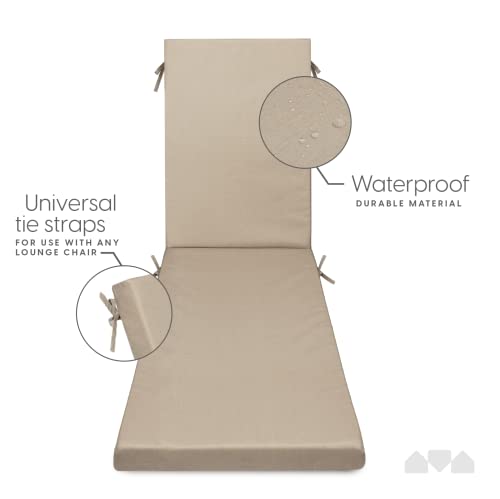 Milliard Memory Foam Outdoor Chaise Lounge Lawn Chair Cushion, With Waterproof And Washable Cover, Beige, 73X20X2.5 #TOP2