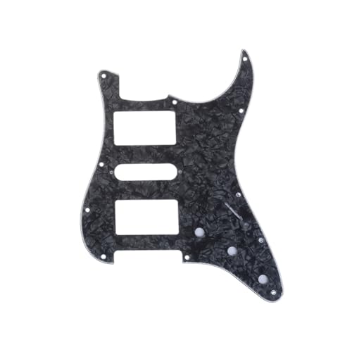 Musiclily Pro 11 Hole HSH Guitar Strat Pickguard for Fender American/Mexican Standard Stratocaster Modern Style, 4Ply Black Pearl
