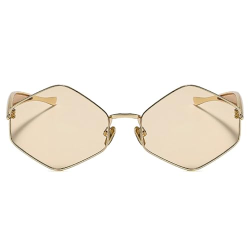 Retro Polygon Sunglasses for Women Men Trendy Hexagon Gold Sun Glasses Metal Frame Shades UV400 Protection2