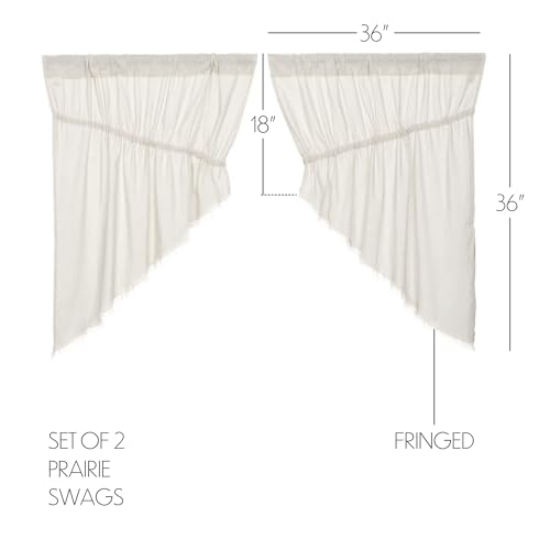 VHC-Brands-Tobacco-Cloth-Collection-Farmhouse-Kitchen100-Cotton-Country-Window-Curtains-Fringed-Prairie-Swag-Pair-2-pc-Set-Antique-Off-White VHC Brands Tobacco Cloth Collection Farmhouse Kitchen100 Cotton Country Window Curtains Fringed Prairie Swag Pair 2 pc Set Antique Off White