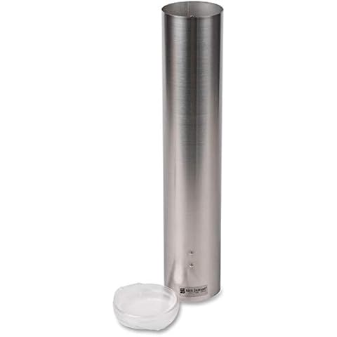 San Jamar C4150SS Kleiner Wasserbecher zum Herausziehen, Durchmesser Becherrand 57-73 mm, ungefähre Bechergröße, Konisch 90-150 mL, Flach 90-130 mL (12-er Pack) Cover