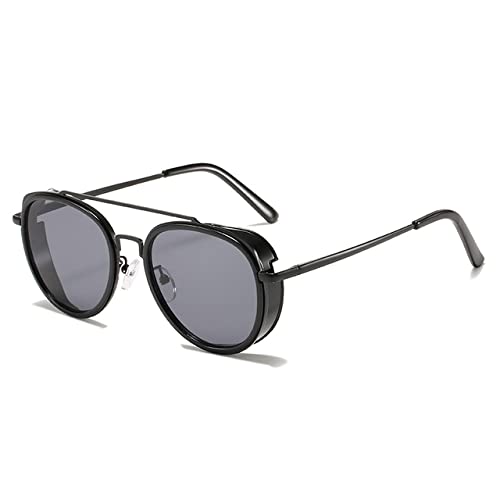 OWOISS-Round Metal Steampunk Sunglasses Women Men Driving Sun Glasses Mirror UV400 Eyewear