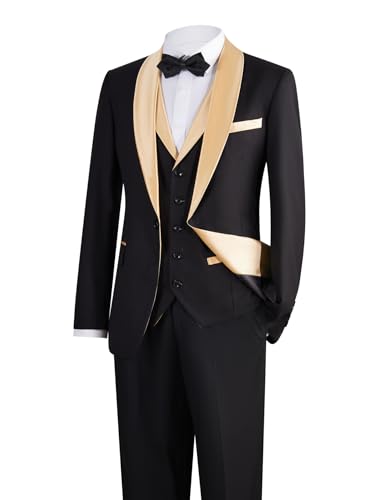 Men's Suit 3-Piece Slim Fit Shawl Lapel Wedding Tuxedo Formal/Casual Blazer Jacket, Waistcoat, Pants Set