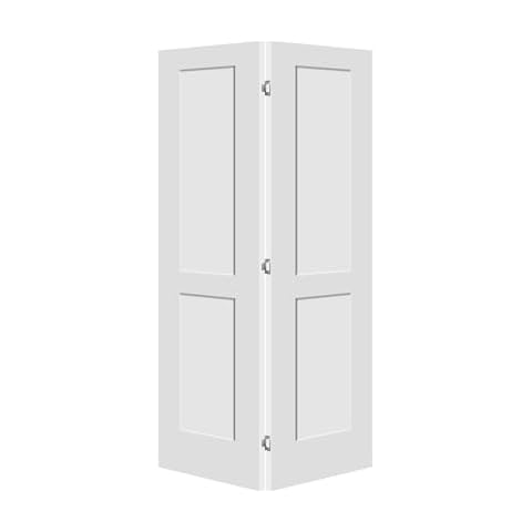 Bifold Closet Door with Hardware Kit - Solid Wood Core Pantry Folding Door, Water-Resistant Surfaces, Paintable Panels, 2-Panel White (80 in. x 36 in.) Cover