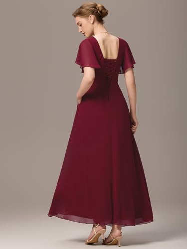 Image of Ever-Pretty Women's Summer V Neck Chiffon Pleated Empire Waist Bandage Bridesmaid Dress with Pockets 02360