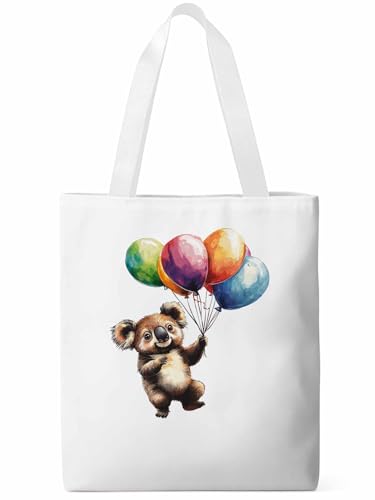 Canvas Tote Bag, Koala Balloon Colorful patterned Canvas Tote Handbags for Women Shoulder Bag,