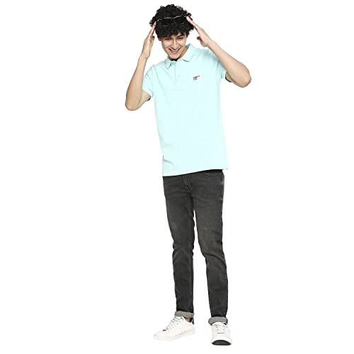 Image of Spykar Men's Slim Fit Polo Neck Half Sleeve Solid Casual T-Shirt