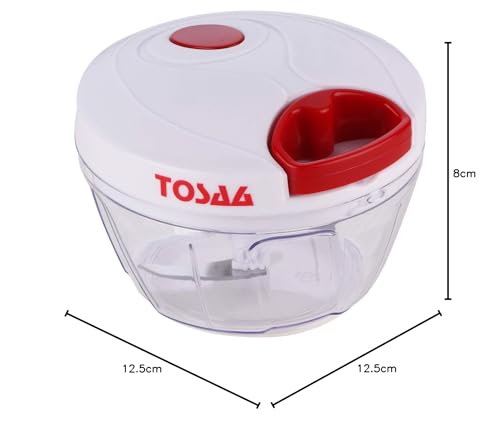 Tosaa Vegetable Pull Chopper 500 ml with Curved Dish   & 3 SS Spiral Blades (Color May Vary, Plastic) - Image 8 thumbnail