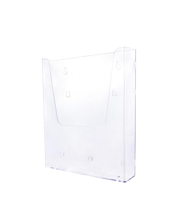 Portafolletos Acrílico Pared o Sobremesa | Pack 10 Unidades | Metacrilato Transparente Tamaño A4 | Expositor de Folletos con Agujeros para Colgar o Patas de Apoyo