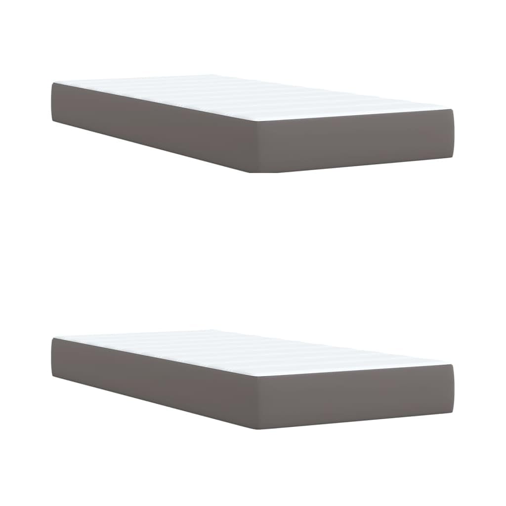 Cama Box Spring con colchón Estructura Cama Bed Frame Cama con colchon somier Mueble Cama Cuero sintético Gris 200x200 cm - 3290738