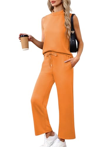 Casly Lamiit Womens Summer Outfits Matching Set Mock Neck Tank