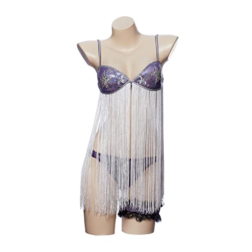 Closer Cosplay Alice Kostüm Kleid Outfit Sexy Quaste Top BH Dessous (L, Lila)