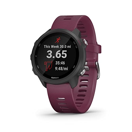 Garmin Forerunner 245、GPS 付きランニング用スマート ウォッチ、パーソナライズされたトレーニング プラン、詳細なトレーニング分析、最大 7 日間の自律性、ボルドー