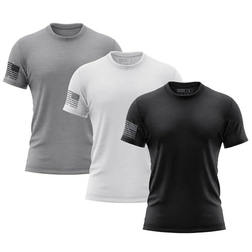 Patriot Crew Mens Gunmetal Fresh T-Shirt American Made Classic Tee USA & Freedom Style Shirt (Large 3 Pack)