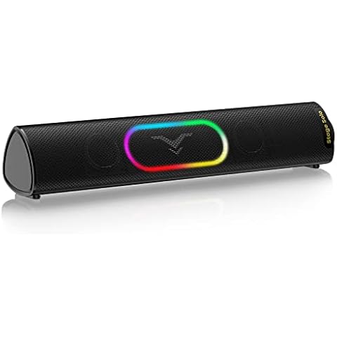 Computer Speakers, Bluetooth 5.3 HiFi Stereo Computer Sound Bar, USB Powered Plug-N-Play, 3.5mm Aux-in Connection, Dynamic RGB Lights, Built-in 32-bit DAC for Desktop, PC, Laptop, Monitor, Projector Cover