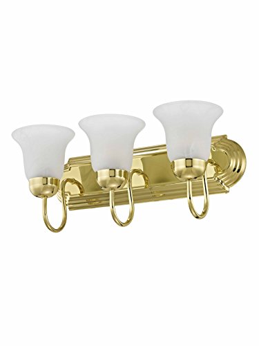 Image of Livex Lighting 1073-02 Riviera 3-Light Bath Light, Polished Brass, 18 x 8 x 8 | Dimensions: 18 x 8 x 8