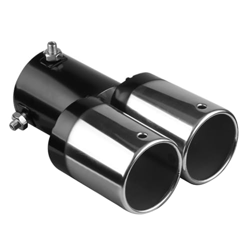 Silenciador de coche con doble punta de escape de 63mm y tubo de borde laminado inclinado