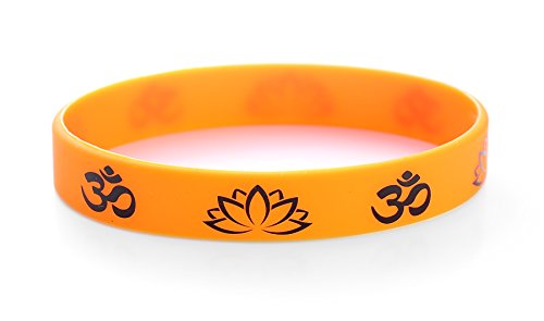 Komonee Hindu Om Aum Orange Silicone Serre-Poignets (Pack de 10)