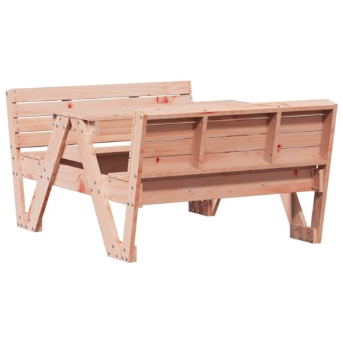 vidaXL Kids Wooden Picnic Table - Solid Douglas Wood Outdoor Seating for Children, Ventilated Slat Design, 88x122x58cm, Brown