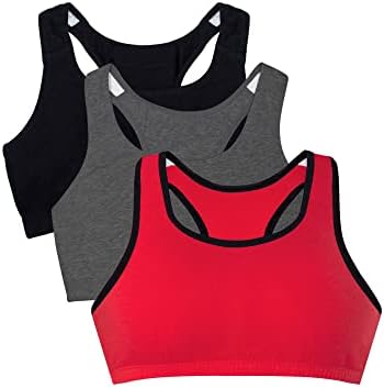 Fruit of the Loom Women's Built Up Tank Style Sports Bra, RED HOT W.BLK/Charcoal/Black, 46
