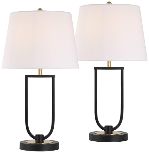 Juego de 2 lámparas de mesa 360 Lighting Pellana negras con USB miniatura 2