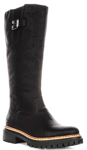 Bottes hautes plates Rieker 72694-00 à zip latéral pratique et élégant