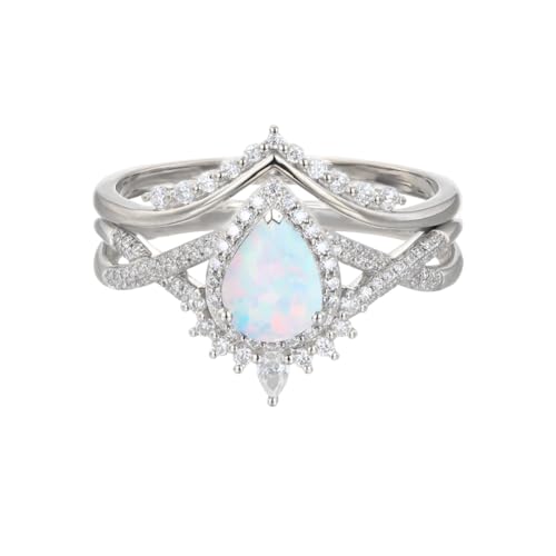 Teardrop 1-5 Carat Gemstone and Moissanite Wedding Ring Sets 10K 14K 18K Solid Gold Pear Cut Gemstone Engagement Ring Set Bridal Ring Sets Promise Ring Sets for Women