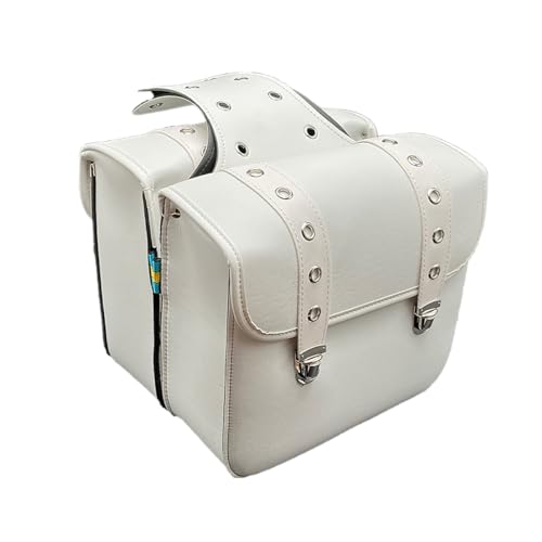 UNISTRENGH Retro Bicycle Pannier Bag Leather Rear Rack Bike Seatpost Bags, Motorcycle Saddle Accessories Bag (White, 30X12X29CM)