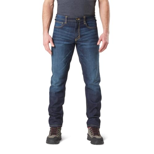 5.11 Tactical Men's Defender-Flex Slim Jeans, Fitted Waistband, 7 Pockets, Style 74465