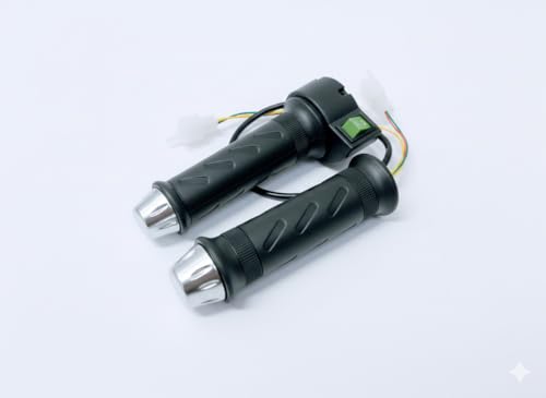 Image of Electric Scooter Handlebar Throttle Grip Set, Black Ergonomic Design with Power Switch, Wired Control System for Okinawa Praise Scooter
