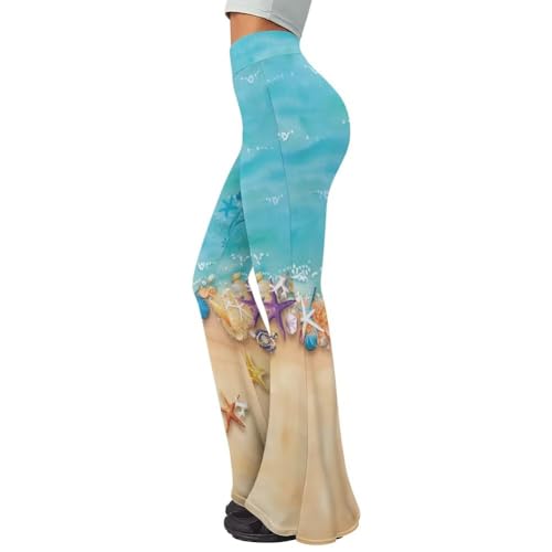 Starfish Blue Sea Women's Flare Yoga Pants High Waisted Casual Bootcut Leggings