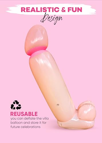 Image of Inflatable Blow Up Penis for Bachelorette Party 2pcs, Bridal Shower Decoration Kit, Willy Pecker Balloon Bachelorette Party Kit, Funny Dick Floatie Pennis, Bride Party Decorations
