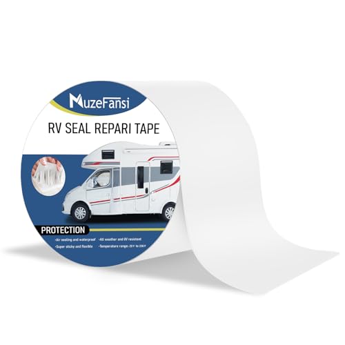 Image of RV Sealant Tape 4 Inch X 50 Foot 1Pack, UV & Weatherproof White RV Roof Tape, Waterproof Seal Tapes Sealant Roofing for Camper Truck Stop Roof Window Boat Sealing Leaks Repair