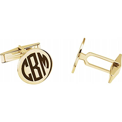 Gemelos grabables de oro amarillo 14K para hombre miniatura 1
