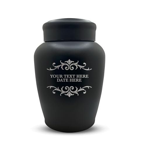 Custom Human Cremation Urn in black finish with swirls