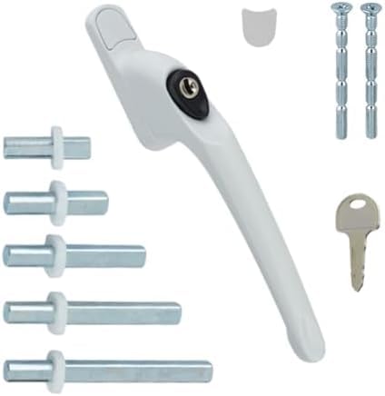 FixRello PVC Window Handles for uPVC Windows - Handle for uPVC Windows and Double Glazing (8, White with Black Button)