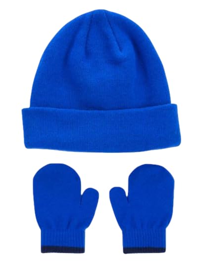 Carter's Toddler Boys' Beanie and Mitten Set, Blue, 2T/4T